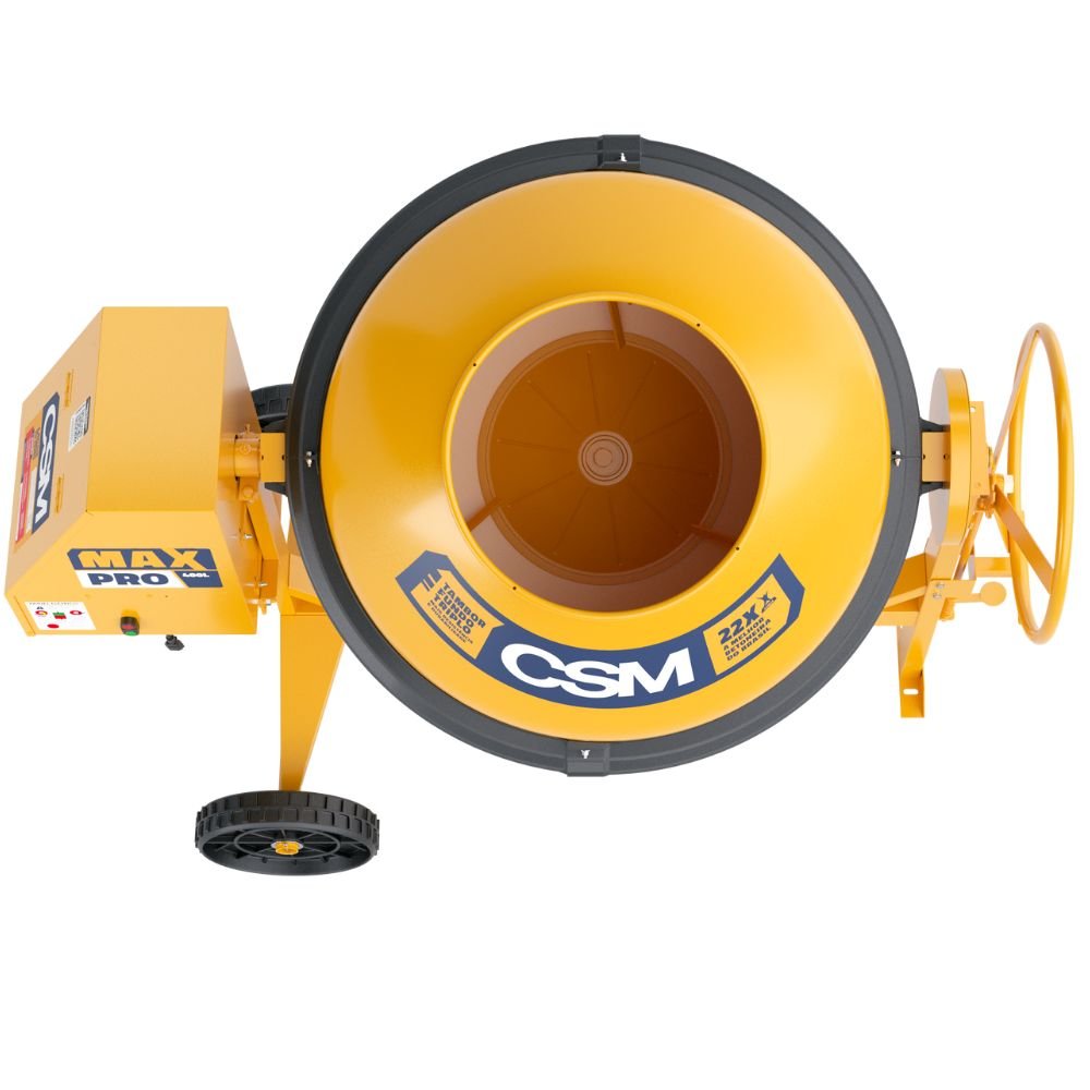 Betoneira 2 cv 400 litros 1 traço max motor WEG — estrutura e rodas